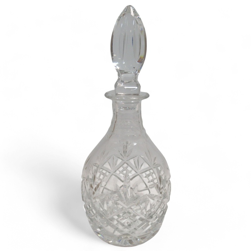 Cut Glass Decanter w/ Stopper 30cm Clear Unmarked | Preloved L3