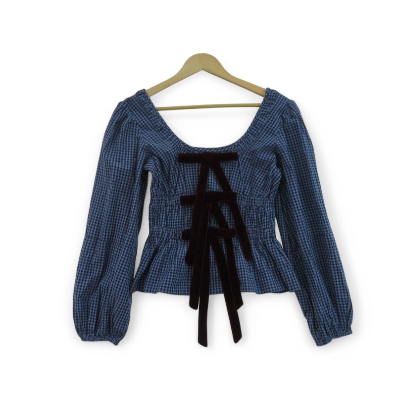 Damson Madder Top UK 8 Blue Gingham Womenswear | Preloved