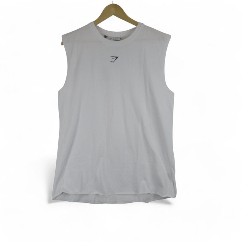 Gymshark Power Tank Medium White Vest Oversized Menswear | Preloved