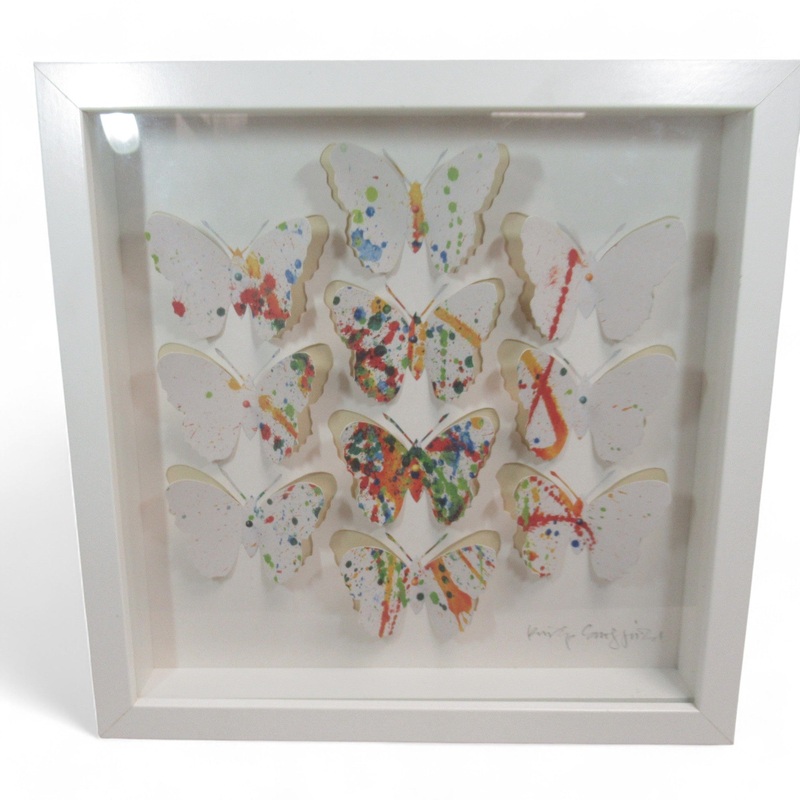 IKEA Olunda 3D Butterfly Box Art Print Framed 30x30cm | Preloved