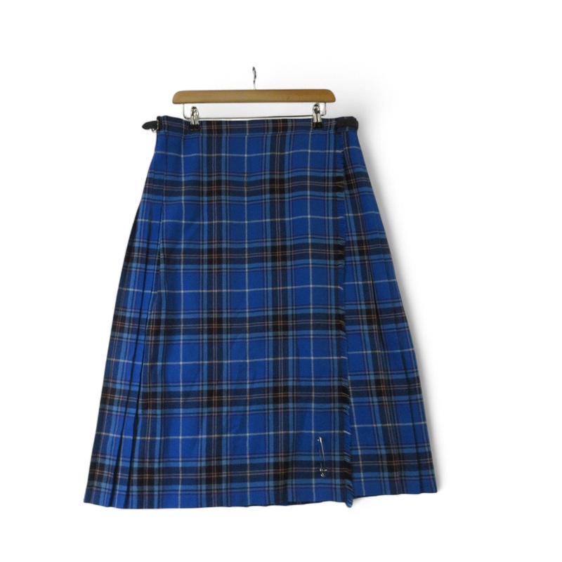 James Pringle Weavers Tartan Kilt W34 Blue Womenswear | Preloved