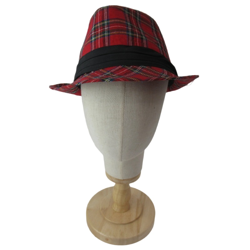 King Ice Tartan Red 58 Hat Cotton Blend Womenswear | Preloved