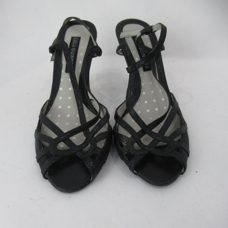Lulu Guinness Sandals UK 3.5 Black Strappy Heels Womenswear | Preloved