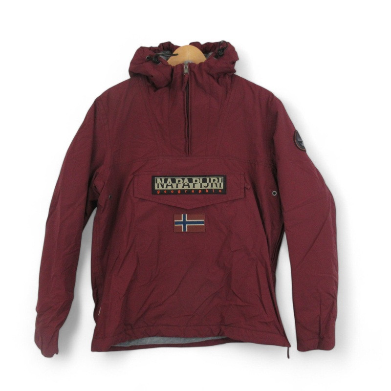 Napapijri Small Red 1/4 Zip Hooded Jacket Menswear | Preloved