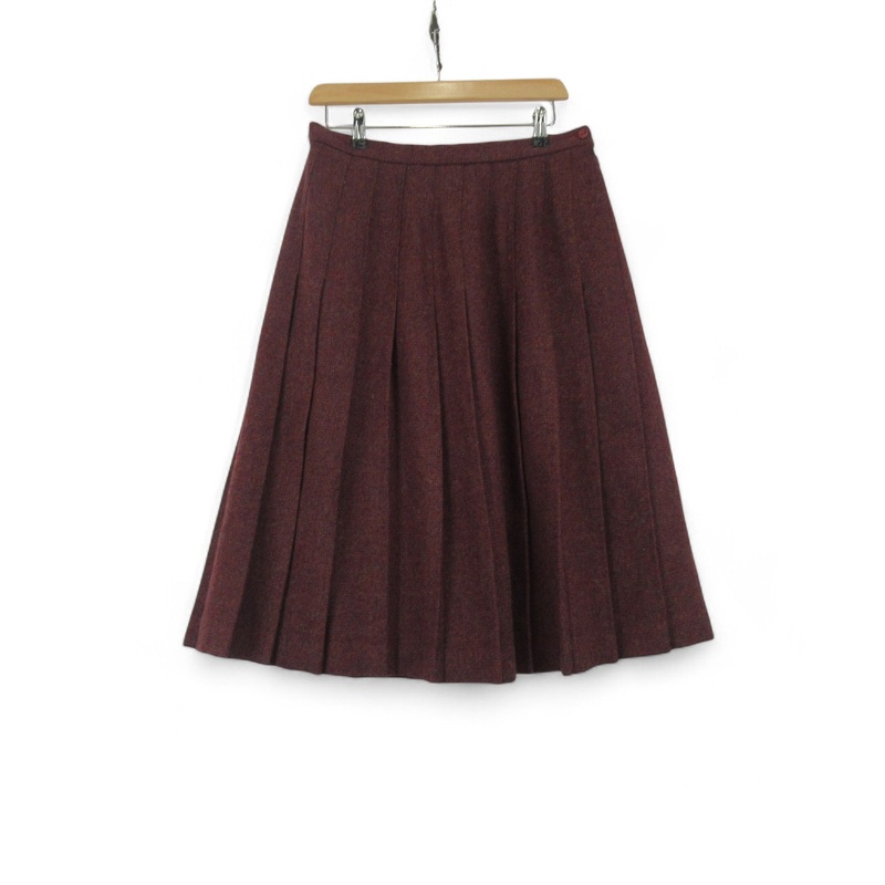 Pitochry UK 16 Red Shetland Wool Vintage Skirt Womenswear | Preloved