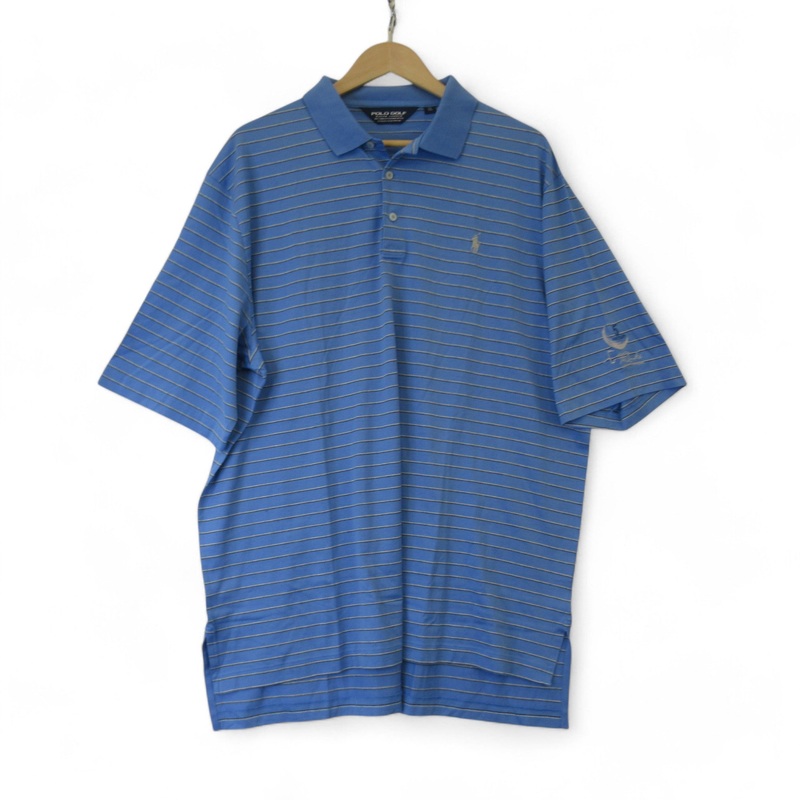 Polo Golf XL Blue Striped Cotton T Shirt Menswear | Preloved