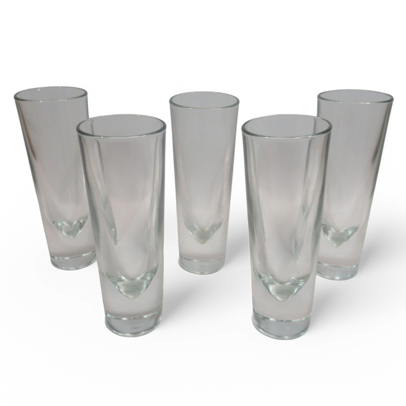 Set of 5 Heavy Bullet Glasses Made in Italy 7 Tall | Preloved