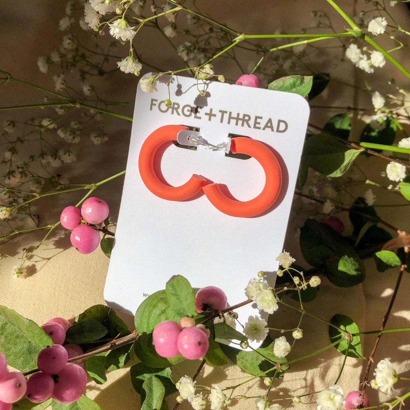 Small Coral Hoop Earrings | Forge + Thread