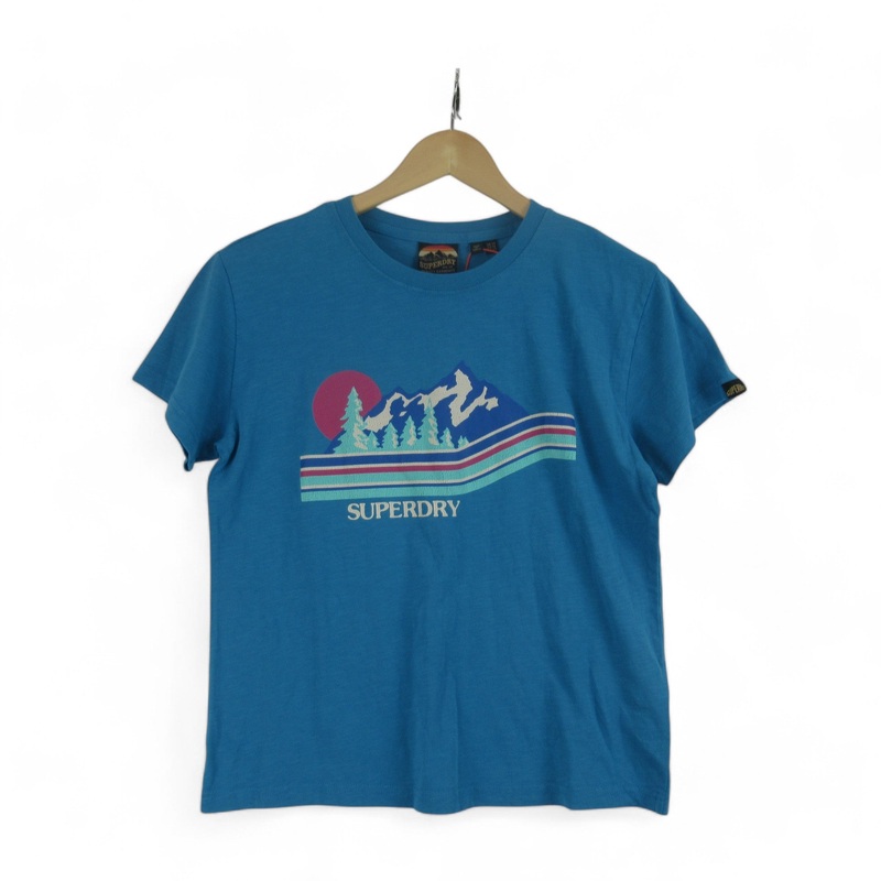 Superdry UK 14 Blue T Shirt Top Cotton Womenswear | Preloved