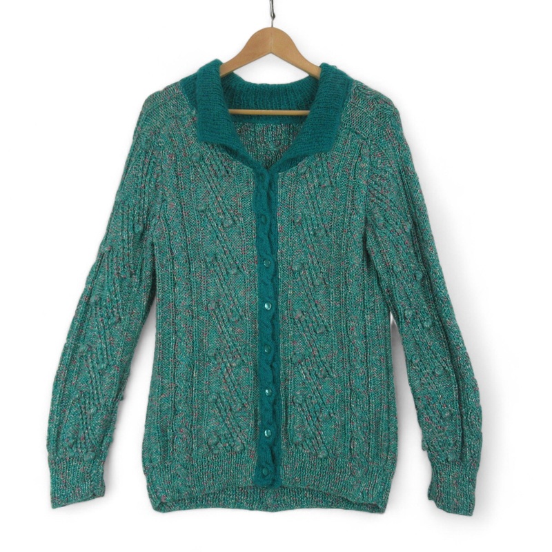 Vintage Green Medium Knitted Cardigan Womenswear | Preloved