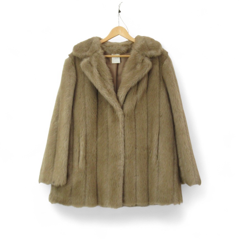 Astraka Vintage Faux Fur Coat UK 16 Beige Womenswear | Pre-loved