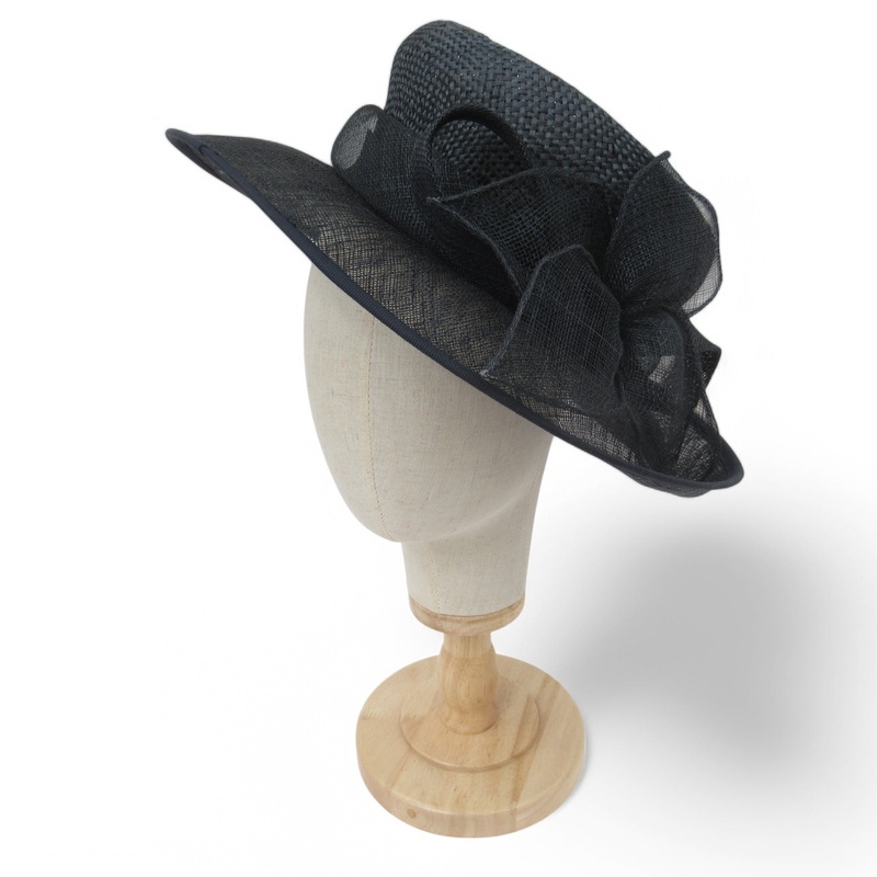 BHS Mother Of Bride Hat Navy Straw Vintage Womenswear | Pre-loved