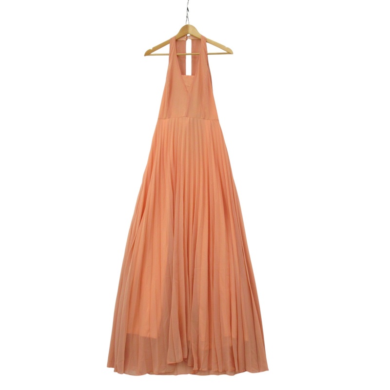 Boohoo Bridesmaid Dress UK 8 Apricot Chiffon Pleated Womenswear | Pre-loved