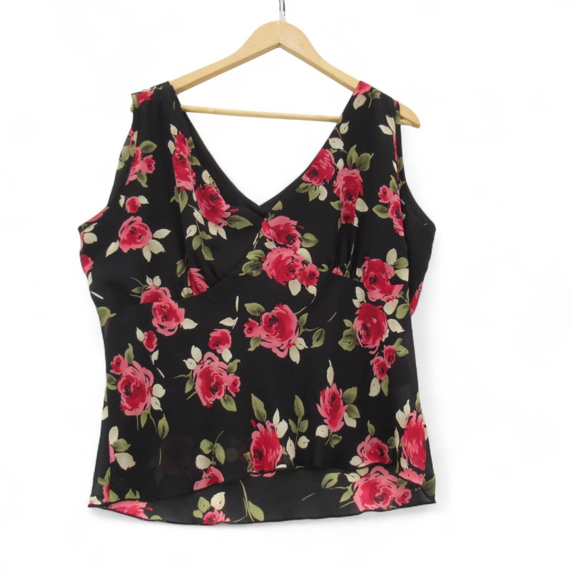 E-vie Floral Blouse Top Black Red UK 22-24 Womenswear | Pre-loved