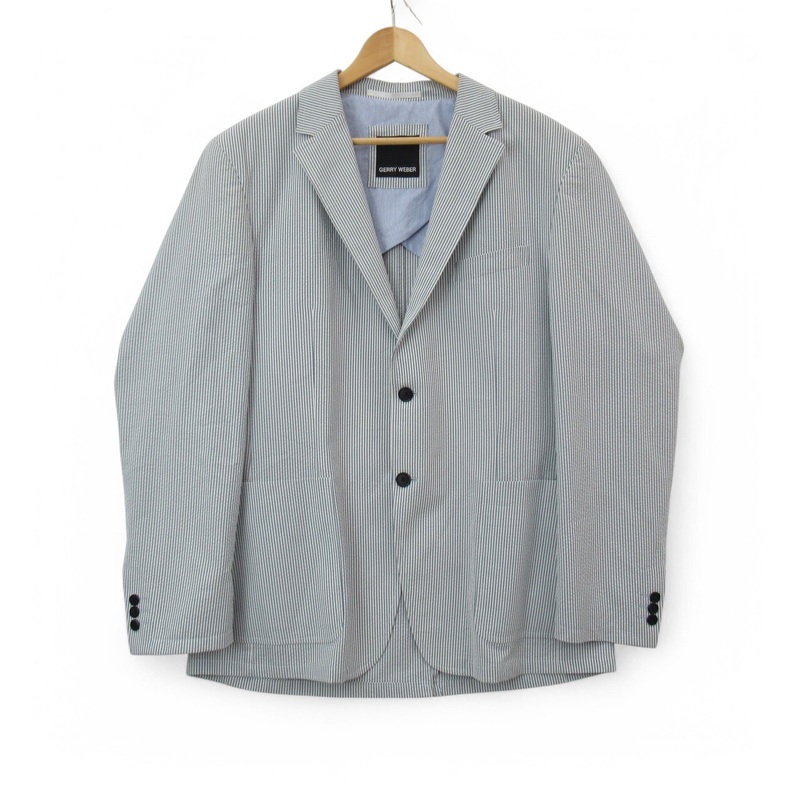 Gerry Weber Pinstripe Blazer Blue White XXL Menswear | Pre-loved