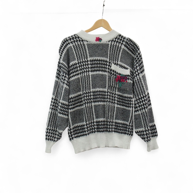 Honey Vintage Knit Jumper Large Flower Womenswear | Pre-loved