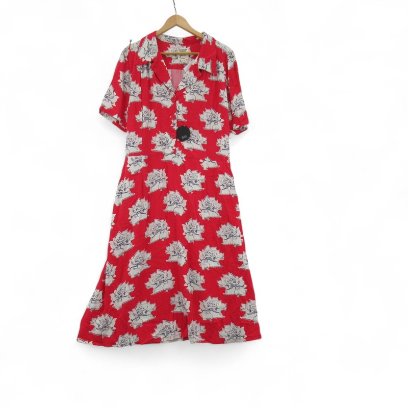 Horrokses Fashions x Joanie Floral Dress Red UK 22 Womenswear | Pre-loved