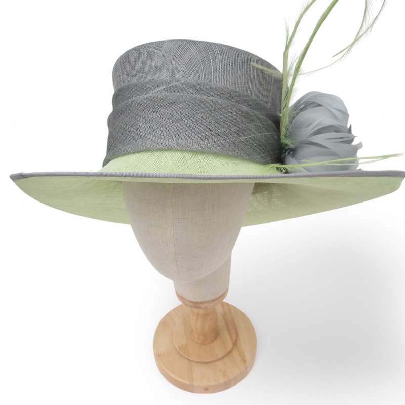 Jacques Vert Mother Of Bride Vintage Hat Lime Grey Womenswear | Pre-loved