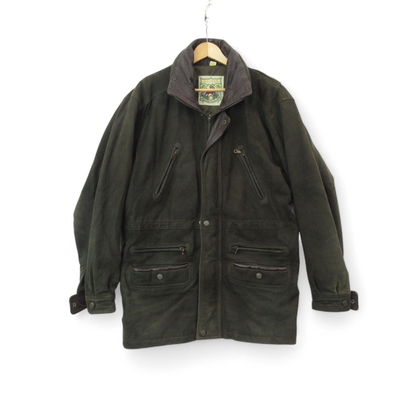 Master Vintage Suede Coat Medium Green Brown Menswear | Pre-loved