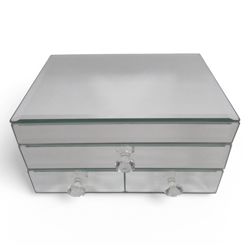 Mirrored Jewellery Box 20cm Lined Interior Storage | Pre-Loved