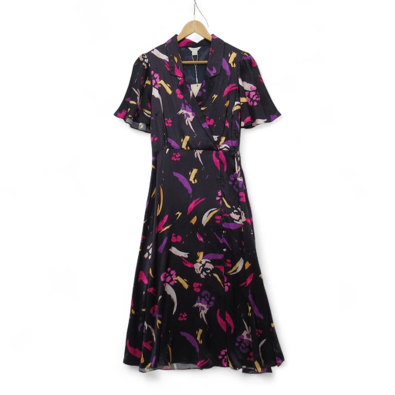 Monsoon Satin Midi Dress UK 8 Multicoloured Womenswear | Pre-loved