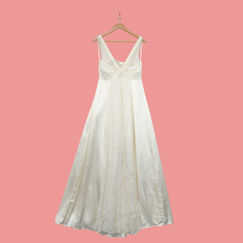 Monsoon Silk Wedding Dress UK 10 Ivory Womenswear | Pre-loved