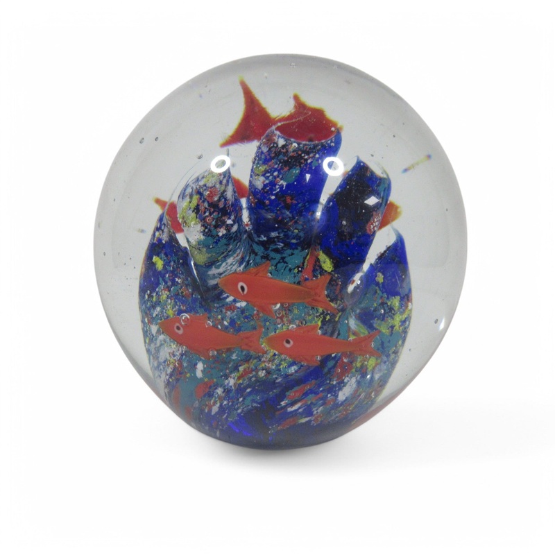 Murano Style Fish Coral Aquarium Glass Paperweight 4 | Pre-Loved