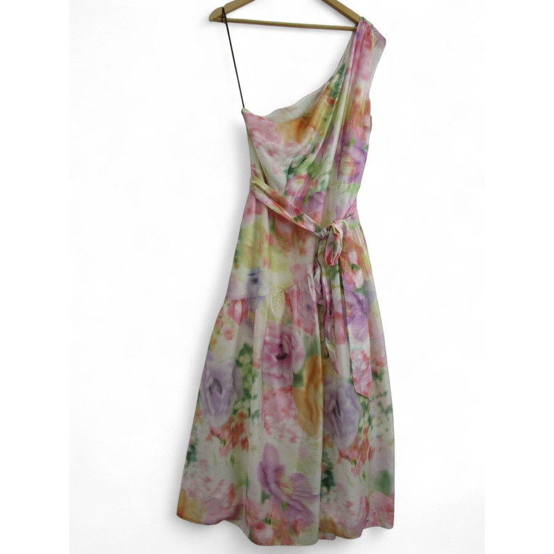 One Shoulder Dress UK 20 Multicoloured Floral Womenswear | Pre-loved