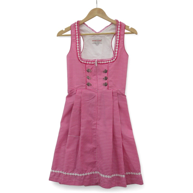 Original Steindl Gingham Vintage Dress Pink Small Womenswear | Pre-loved