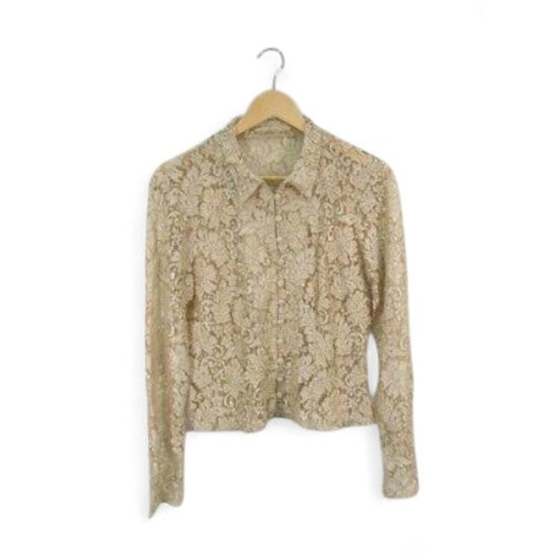Phase Eight Lace Blouse Shirt UK 14 Gold Womenswear | Pre-loved