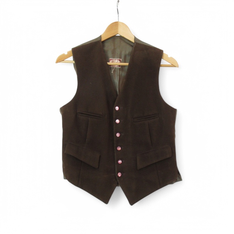 Reyneth Vintage Waistcoat Brown Suede Small Menswear | Pre-loved