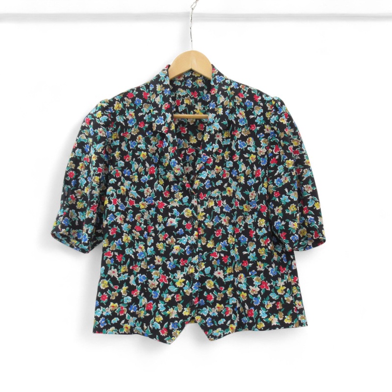 St Michael Vintage Blouse Floral UK 12 Multicoloured Womenswear | Pre-loved