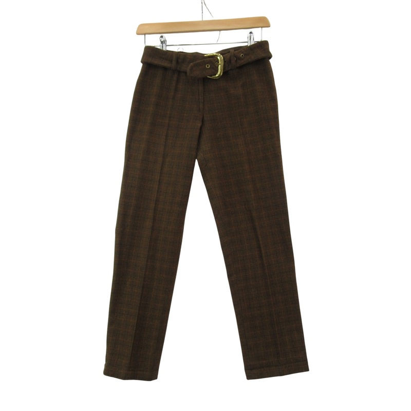 Stroms Vintage Trousers UK 10 Brown Check Womenswear | Pre-loved