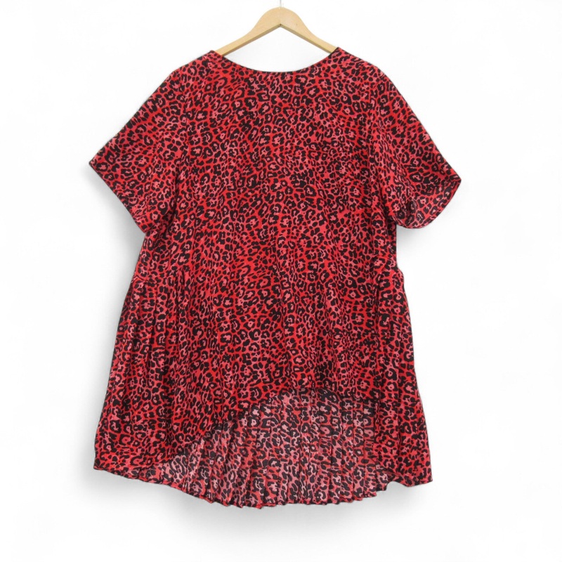 Studio Animal Print Tunic Red UK 22 Red Womenswear | Pre-loved