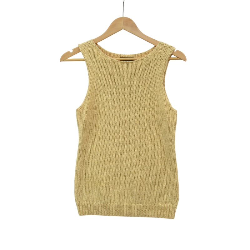 Theory Crochet Sleeveless Top Medium Gold Womenswear | Pre-loved