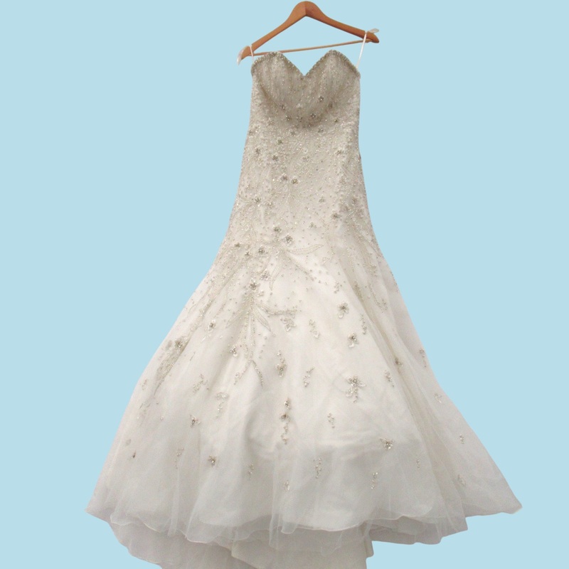 Wedding Dress Ivory UK 10 Diamante Beaded Womenswear | Pre-loved