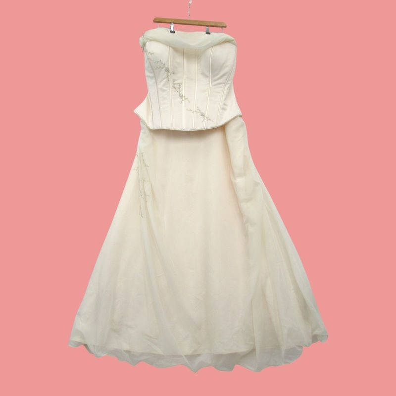 Wedding Dress XL Blush Pink Ivory Top Skirt Womenswear | Preloved