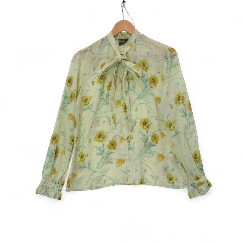 A London Pride Vintage Blouse Yellow Poppy UK 14 Womenswear | Pre-loved