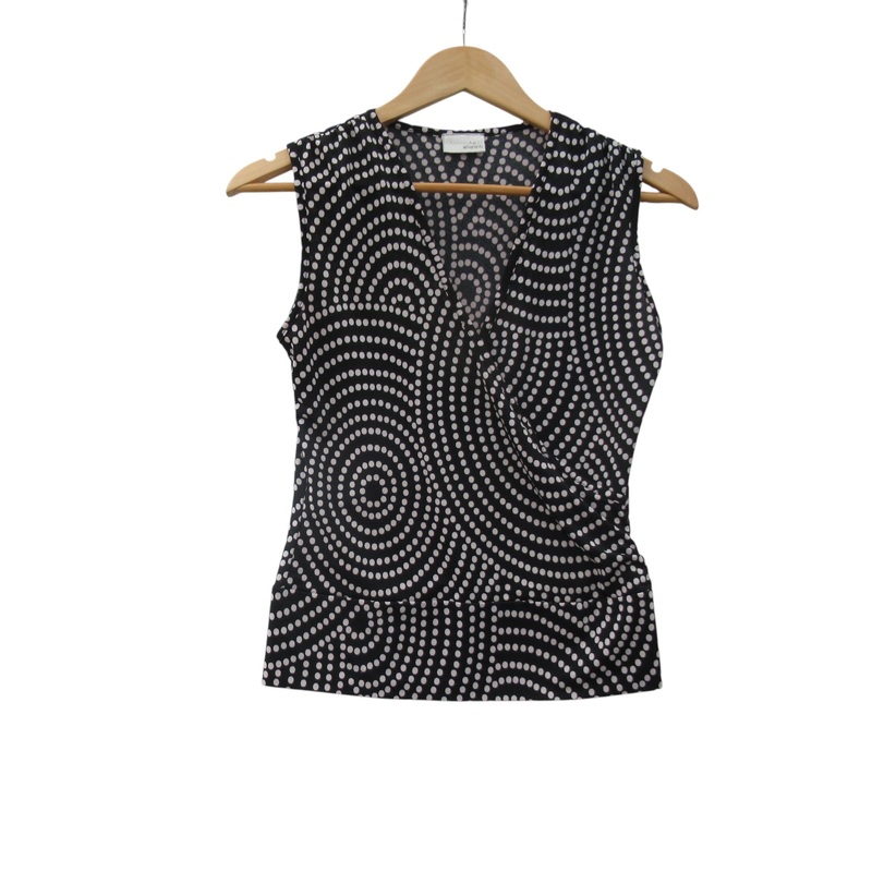 Amaranto Top Blouse UK 10 Black White Spot Womenswear | Pre-loved