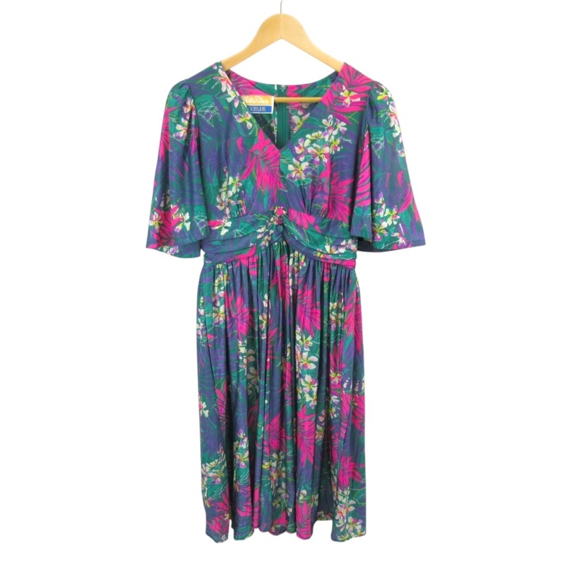 Berkertex Mayfair Vintage Dress UK 10 Tropical Womenswear | Pre-loved