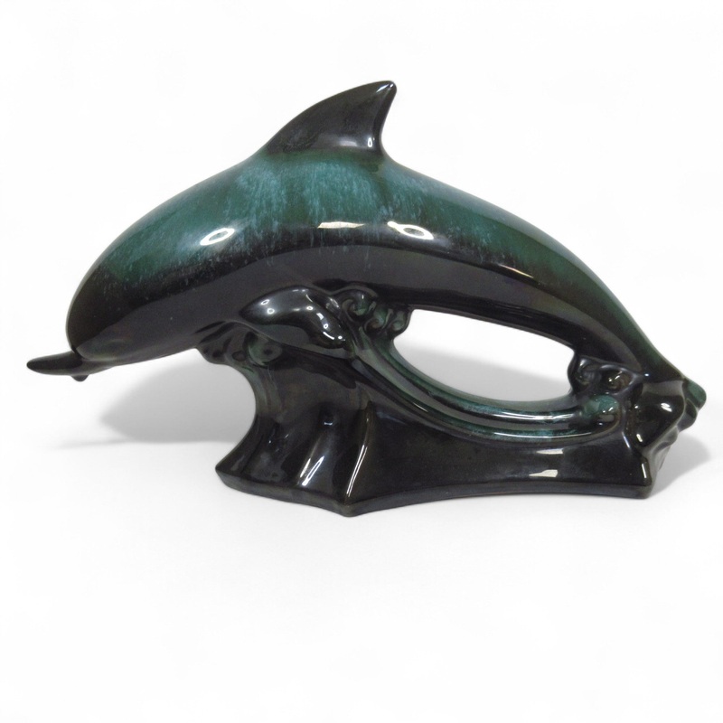Blue Mountain Pottery Teal Green Wave Jumping Dolphin | Pre-Loved