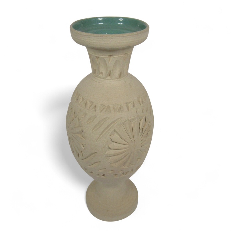 Ceramic Terracotta Hand Decorated Bud Vase 18.5cm Unbranded | Pre-Loved