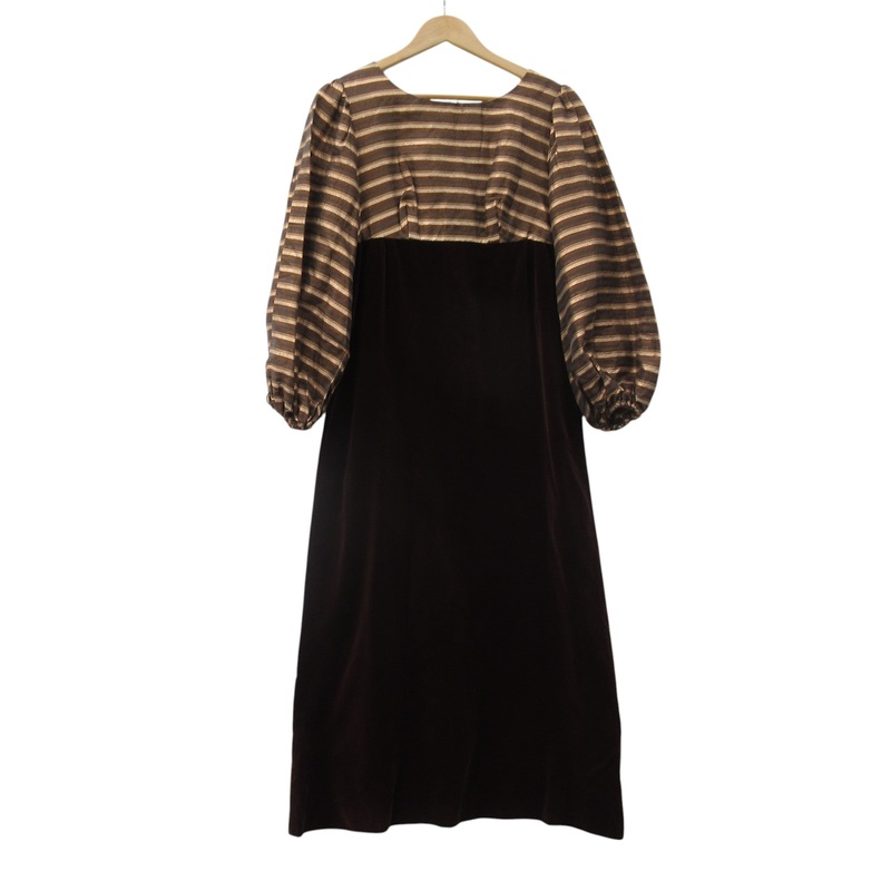Jean Varon Vintage Dress UK 14 Brown Gold Womenswear | Pre-loved