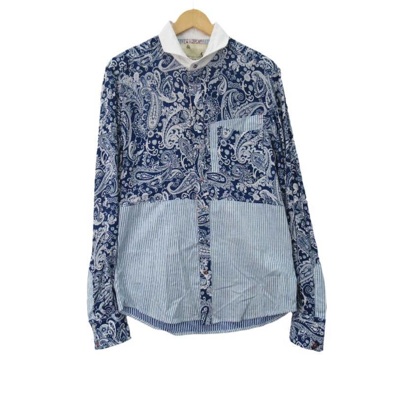 Life & Heritage Shirt Blue Paisley Medium Menswear | Pre-loved