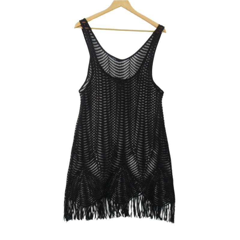 New Look String Vest Black Medium Unisex | Pre-loved