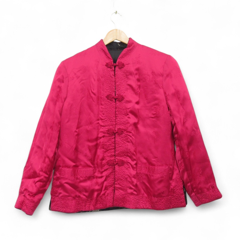 Peony Vintage Reversible Jacket Pink Black Medium Womenswear | Pre-loved