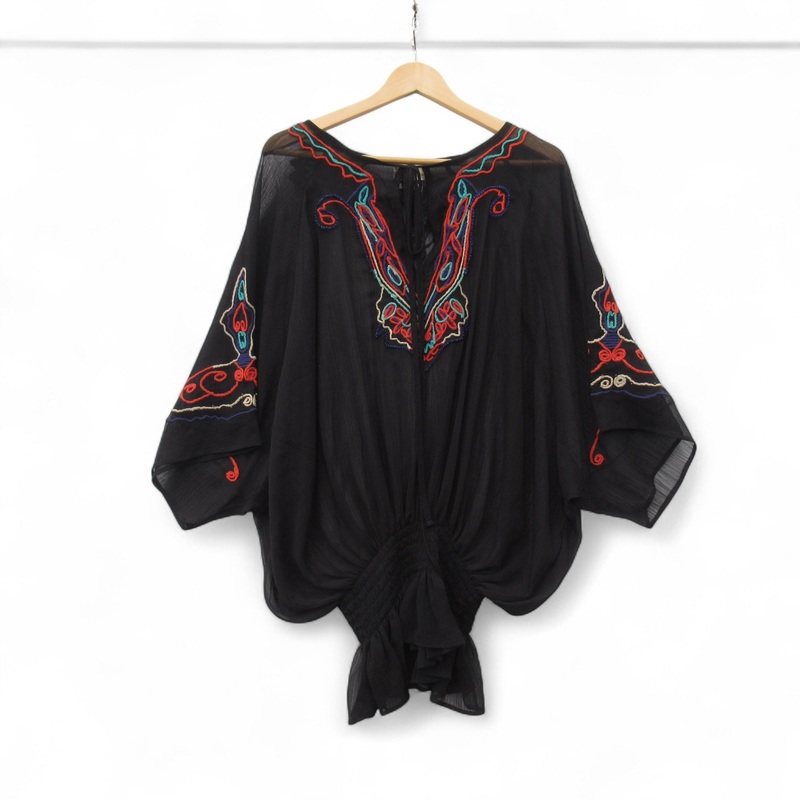 Replay Kimono XS Black Chiffon Womenswear | Pre-loved