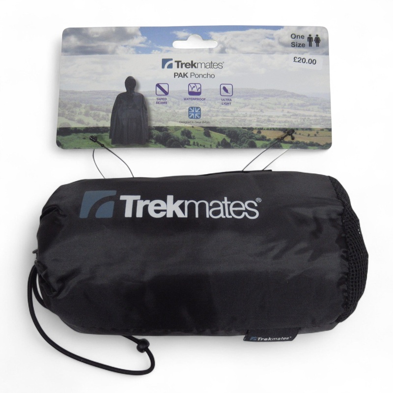 Trekmates PAK Poncho Black One-Size Waterproof Lightweight | Pre-loved