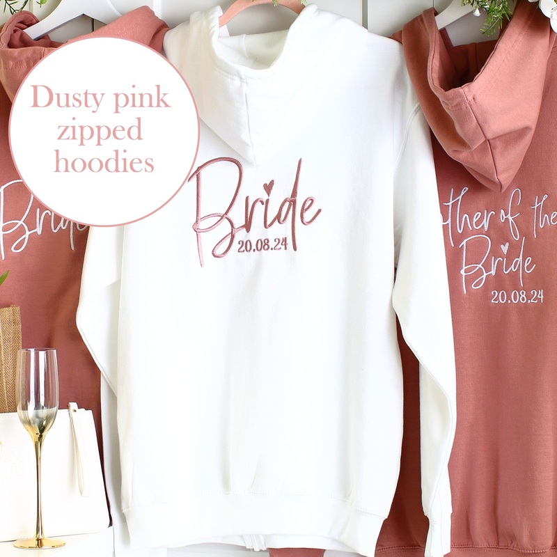 Bridal Zipped Hoodies – Dusty pink