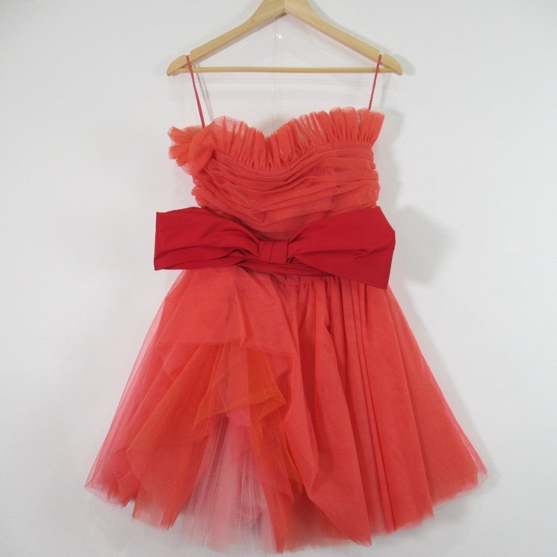 Carolina Herrera UK8 Red Strapless Mini Dress Ruffle Womenswear | Pre-loved